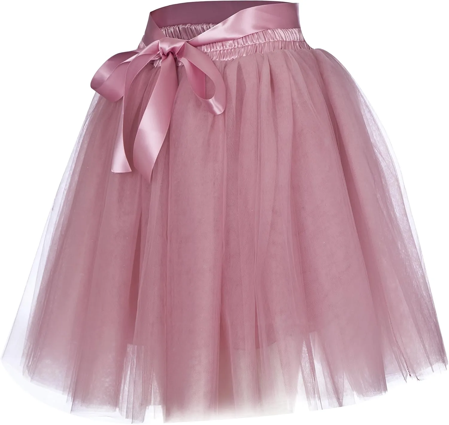 7 Layer Midi Tulle Skirt Women Petticoat Elatic Belt Summer A line Street Skirt Skater Prom Long Length Skirts