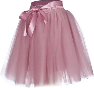 7 Layer Midi Tulle Skirt Women Petticoat Elatic Belt Summer A line Street Skirt Skater Prom Long Length Skirts
