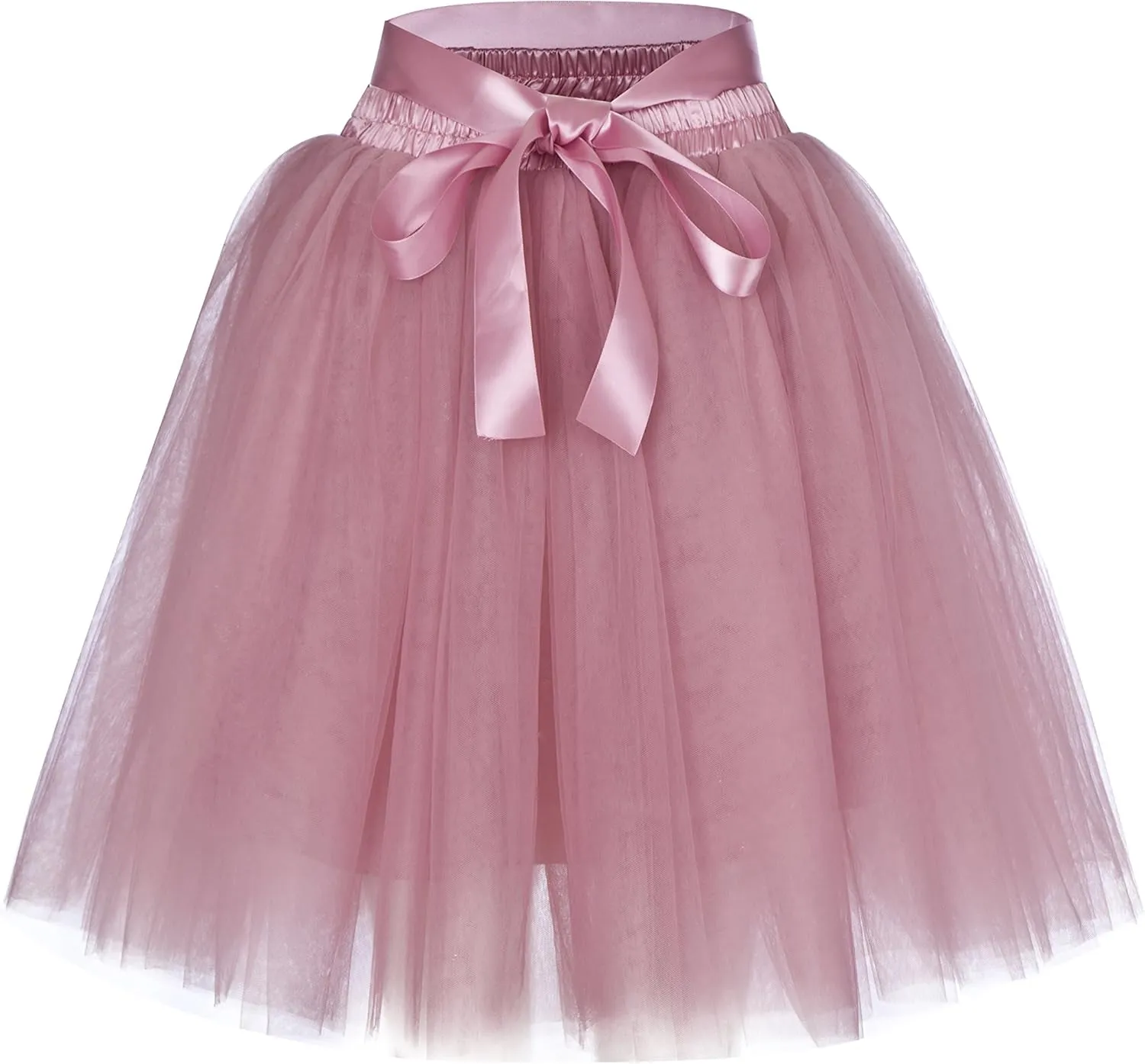 7 Layer Midi Tulle Skirt Women Petticoat Elatic Belt Summer A line Street Skirt Skater Prom Long Length Skirts