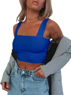 Abardsion Women's Sexy Sleeveless Skinny Basic Strappy Crop Tank Tops 2024