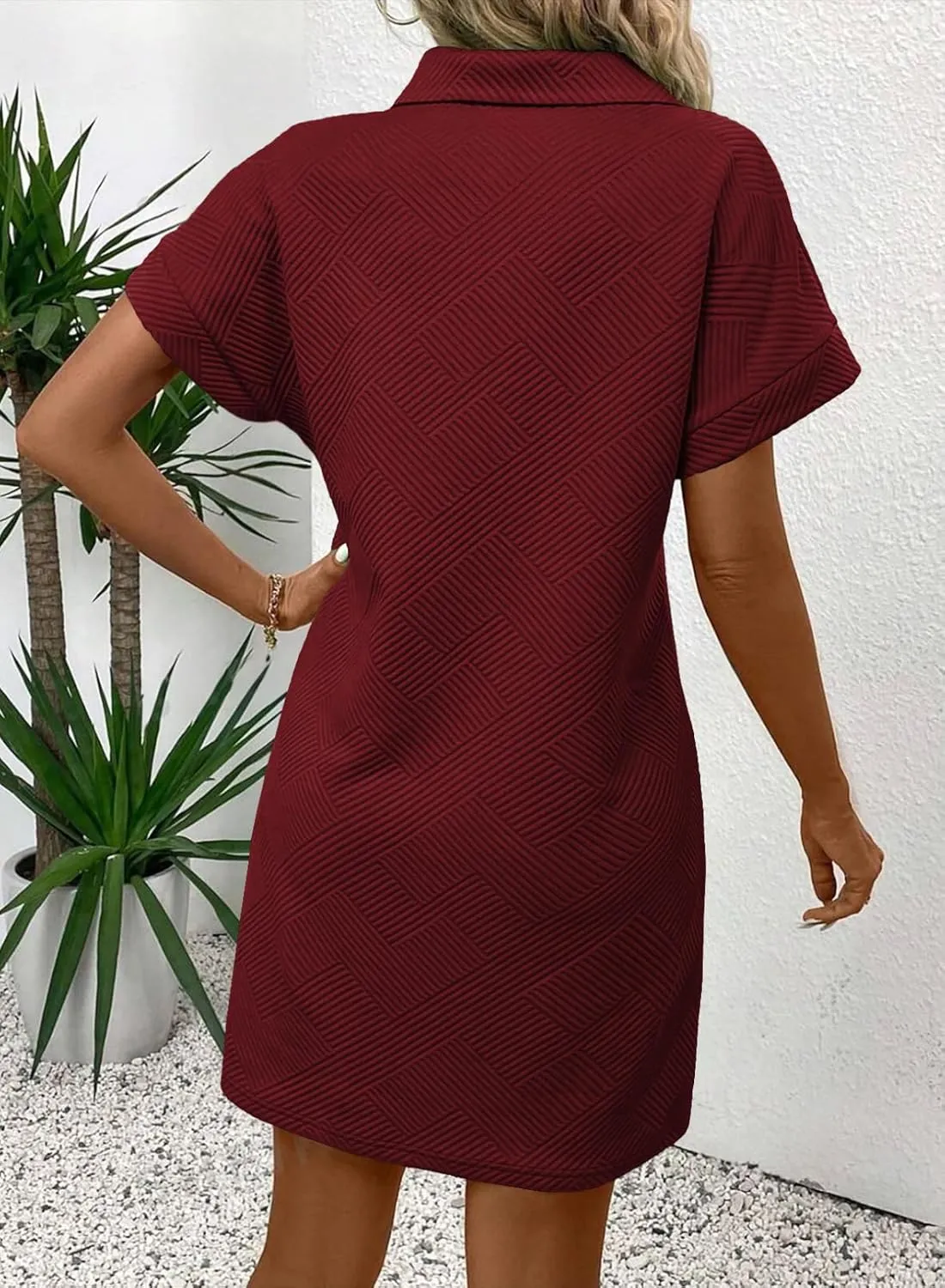 Acelitt Summer Lapel Collared Dresses for Women 2025 Batwing Short Sleeve Mini Dress Beach Sundress