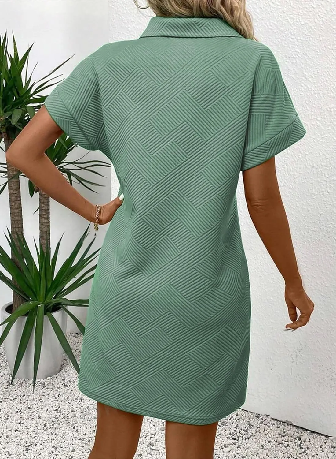 Acelitt Summer Lapel Collared Dresses for Women 2025 Batwing Short Sleeve Mini Dress Beach Sundress