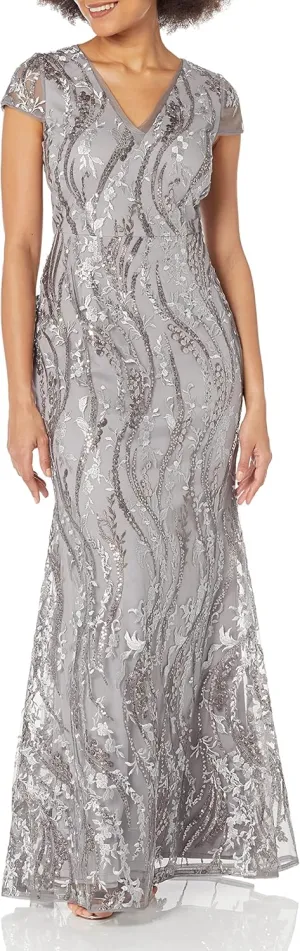 Adrianna Papell Women's Sequin Embroidery Gown