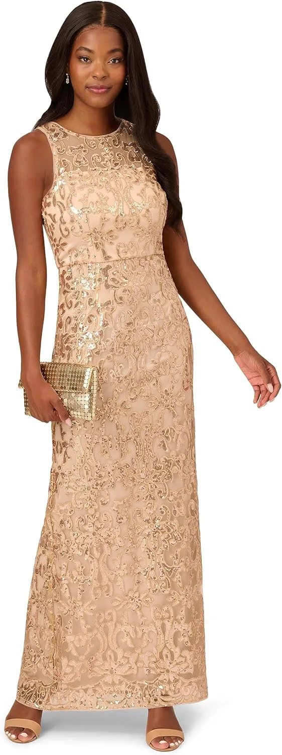 Adrianna Papell Women's Sequin Embroidery Gown