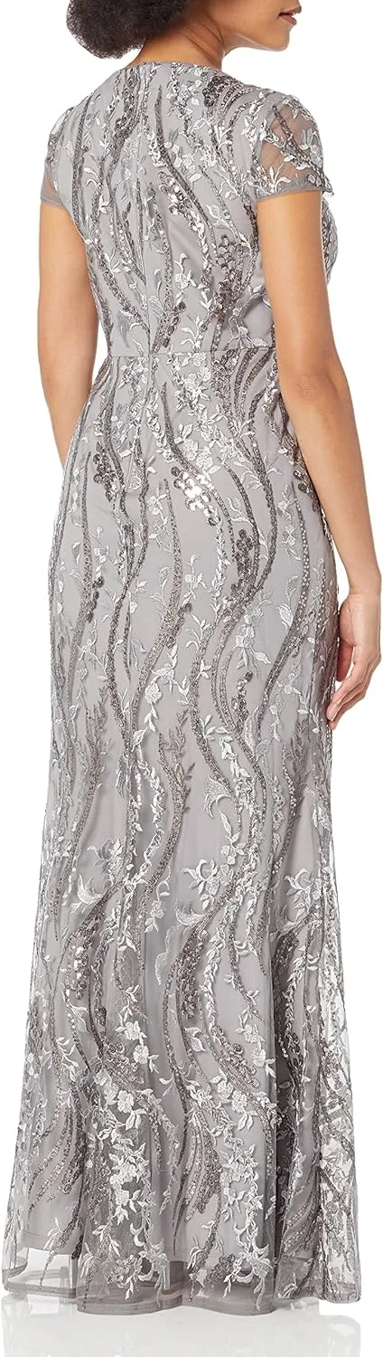Adrianna Papell Women's Sequin Embroidery Gown