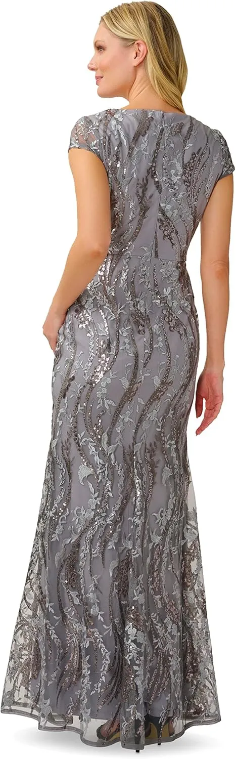 Adrianna Papell Women's Sequin Embroidery Gown