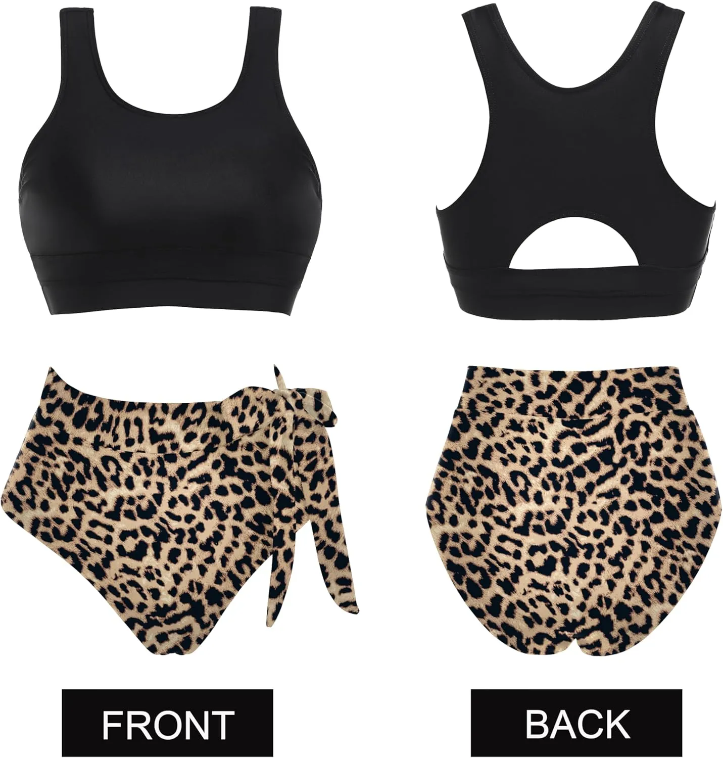 AI'MAGE Womens High Waisted Bikini Set Tummy Control 2 Piece Bathing Suit Modest Racerback Swimsuit 2025 with Tie Side Knot