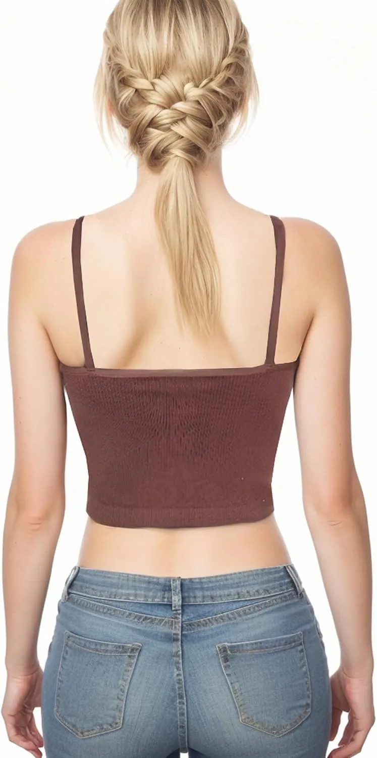 AKAMC Women's Washed Seamless Rib-Knit Camisole Crop Tank Tops Sleeveless Racerback Sport Tank