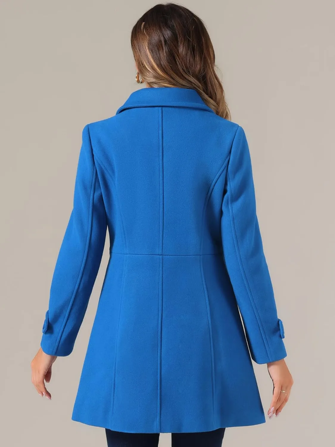 Allegra K Women's Peter Pan Collar Overcoat Winter Dressy Button Single Breasted Long Coat