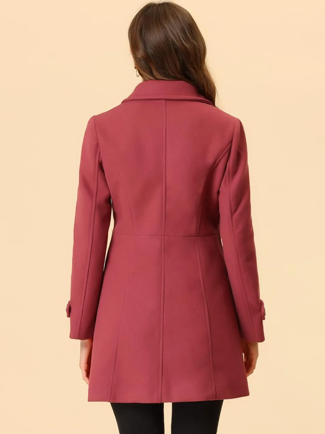 Allegra K Women's Peter Pan Collar Overcoat Winter Dressy Button Single Breasted Long Coat