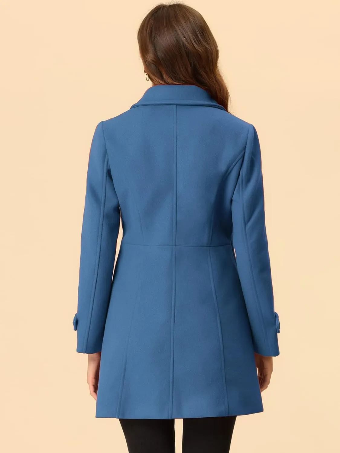 Allegra K Women's Peter Pan Collar Overcoat Winter Dressy Button Single Breasted Long Coat