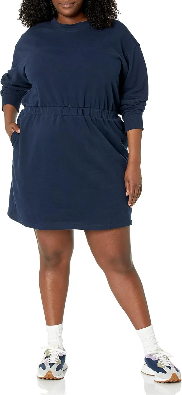 Amazon Essentials Women's Waisted Sweatshirt Dress (Available in Plus Size)
