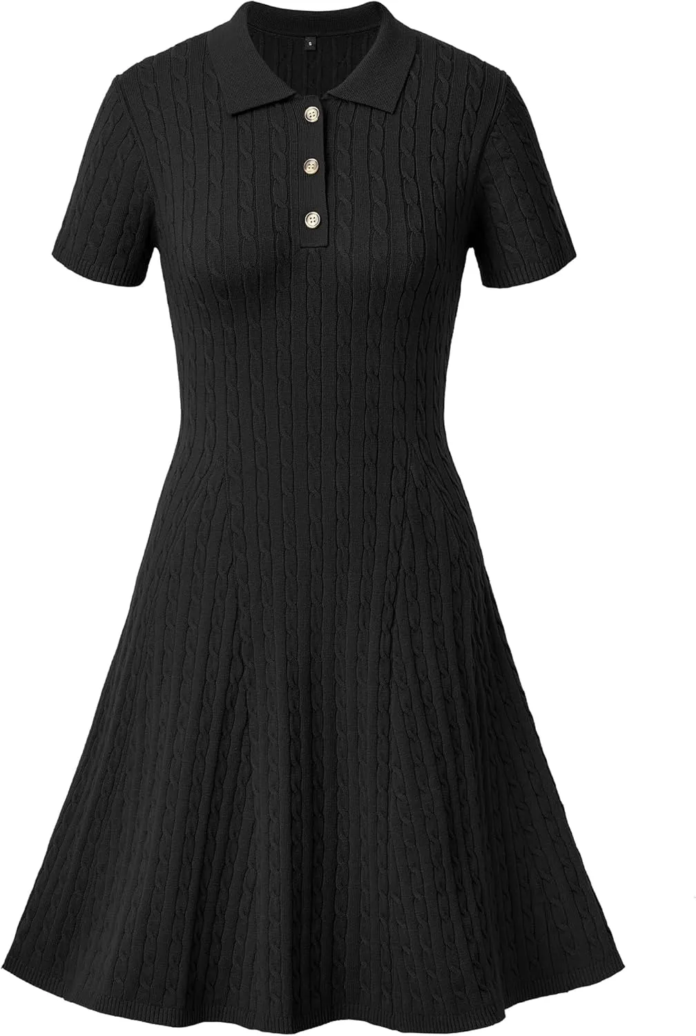Arach&Cloz Women's Summer Polo Dresses 2025 Short Sleeve Cable Knitted Fashion Business Work Casual A Line Dress