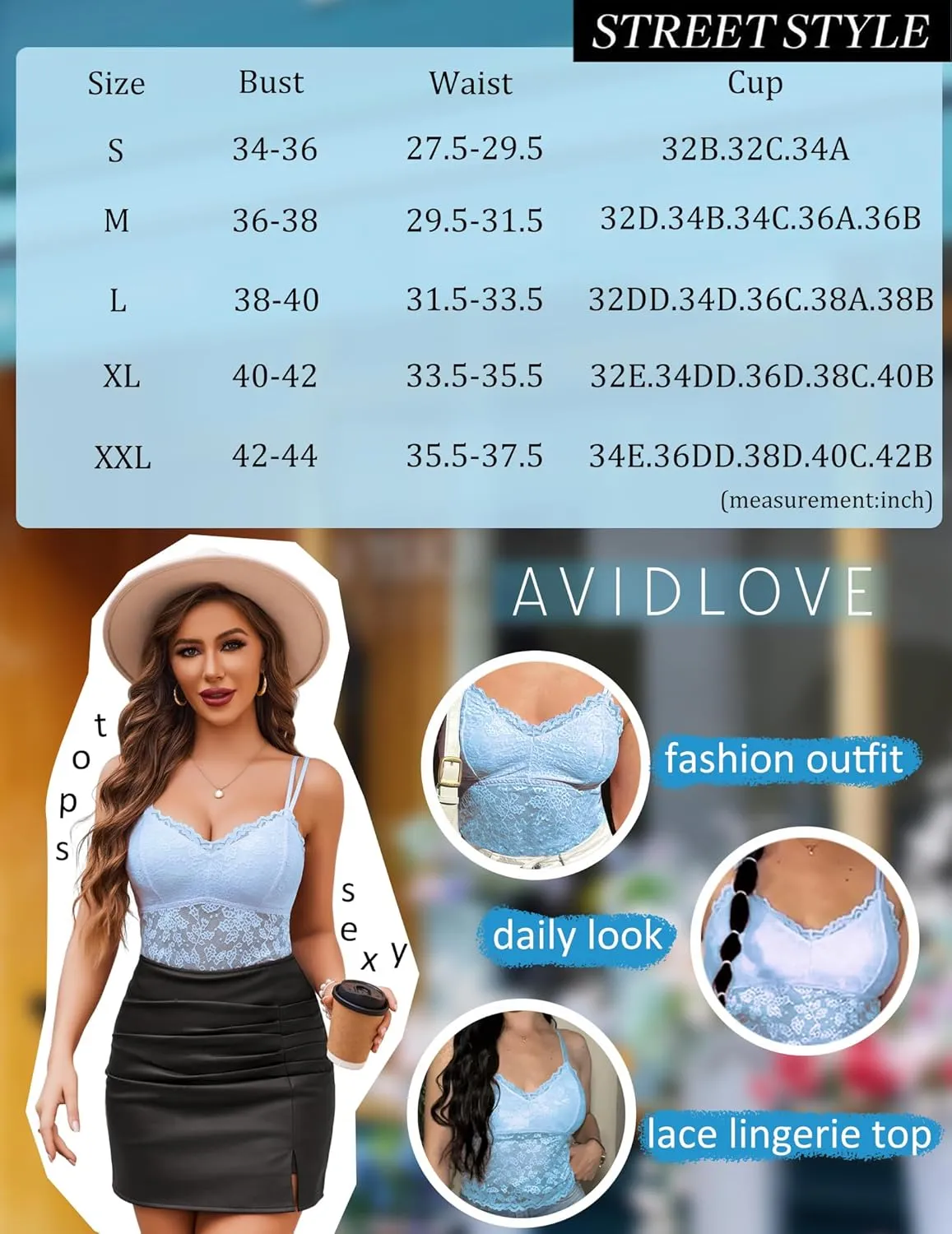 Avidlove Lace Bralette for Women V Neck Camisole Lingerie Spaghetti Strap Tube Slim Tank Top