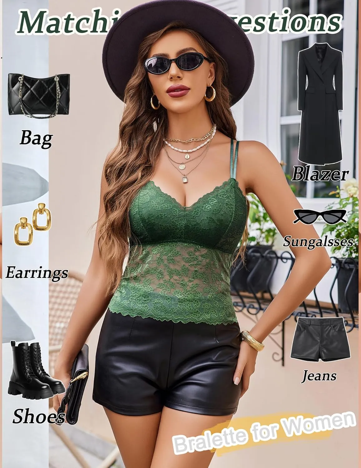 Avidlove Lace Bralette for Women V Neck Camisole Lingerie Spaghetti Strap Tube Slim Tank Top