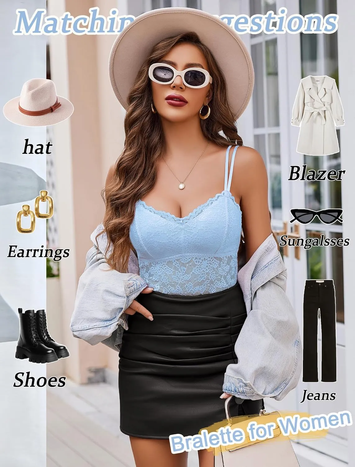 Avidlove Lace Bralette for Women V Neck Camisole Lingerie Spaghetti Strap Tube Slim Tank Top