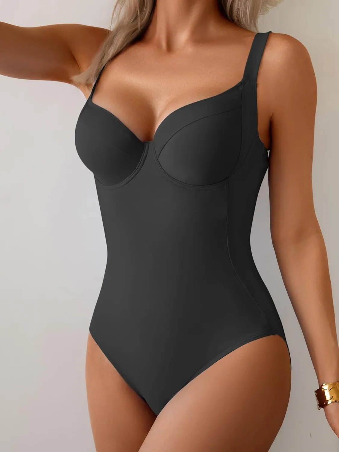B2prity Bathing Suit for Women Slimming Push Up One Piece Swimsuit Lace Up Back Color Block Swimwear