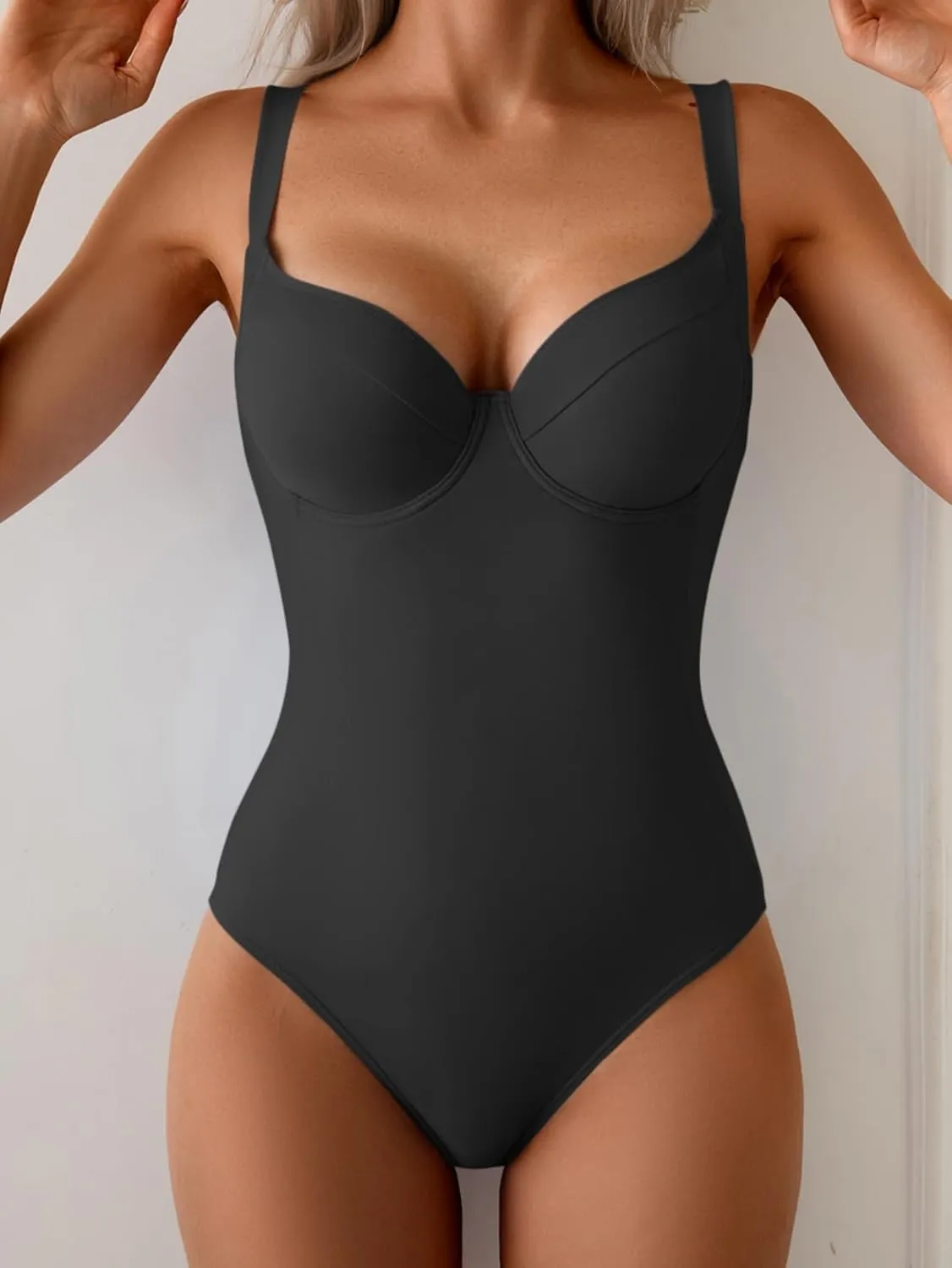 B2prity Bathing Suit for Women Slimming Push Up One Piece Swimsuit Lace Up Back Color Block Swimwear