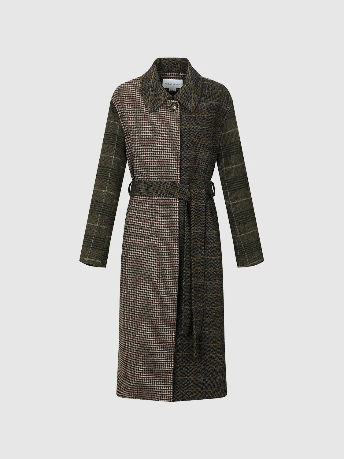 Belted Maxi Plaid Loose Coats