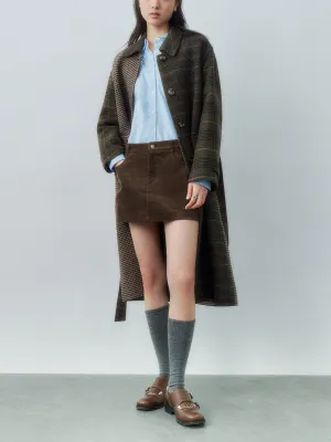 Belted Maxi Plaid Loose Coats