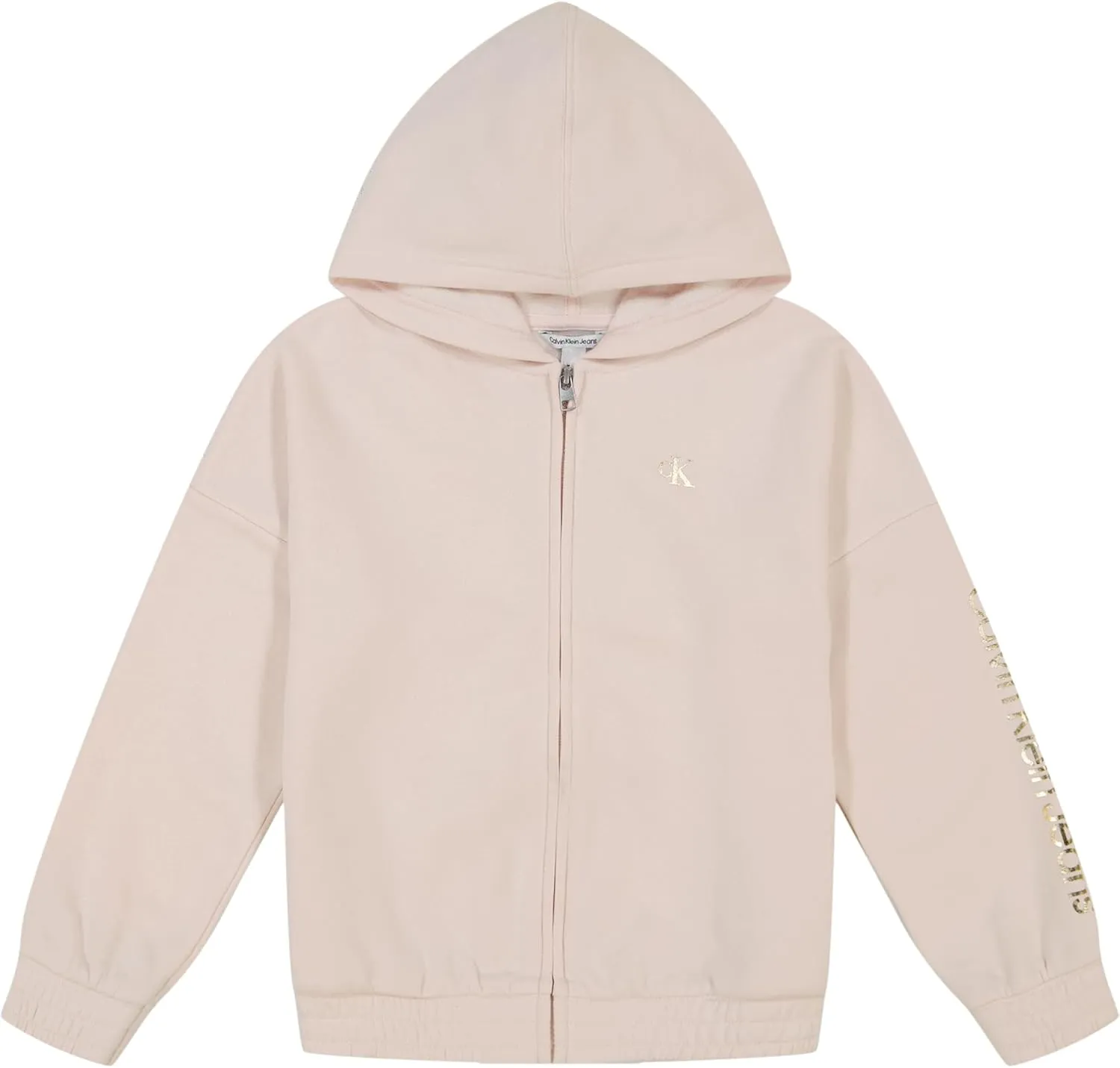Calvin Klein Girls' Full-Zip Fleece Hoodie Sweatshirt with Front Pockets
