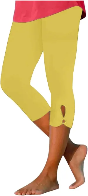 Capri Leggings for Women 2024 Summer Plus Size Capris Knee Length Casual Workout Yoga Capri Pants Beach Cropped Pants
