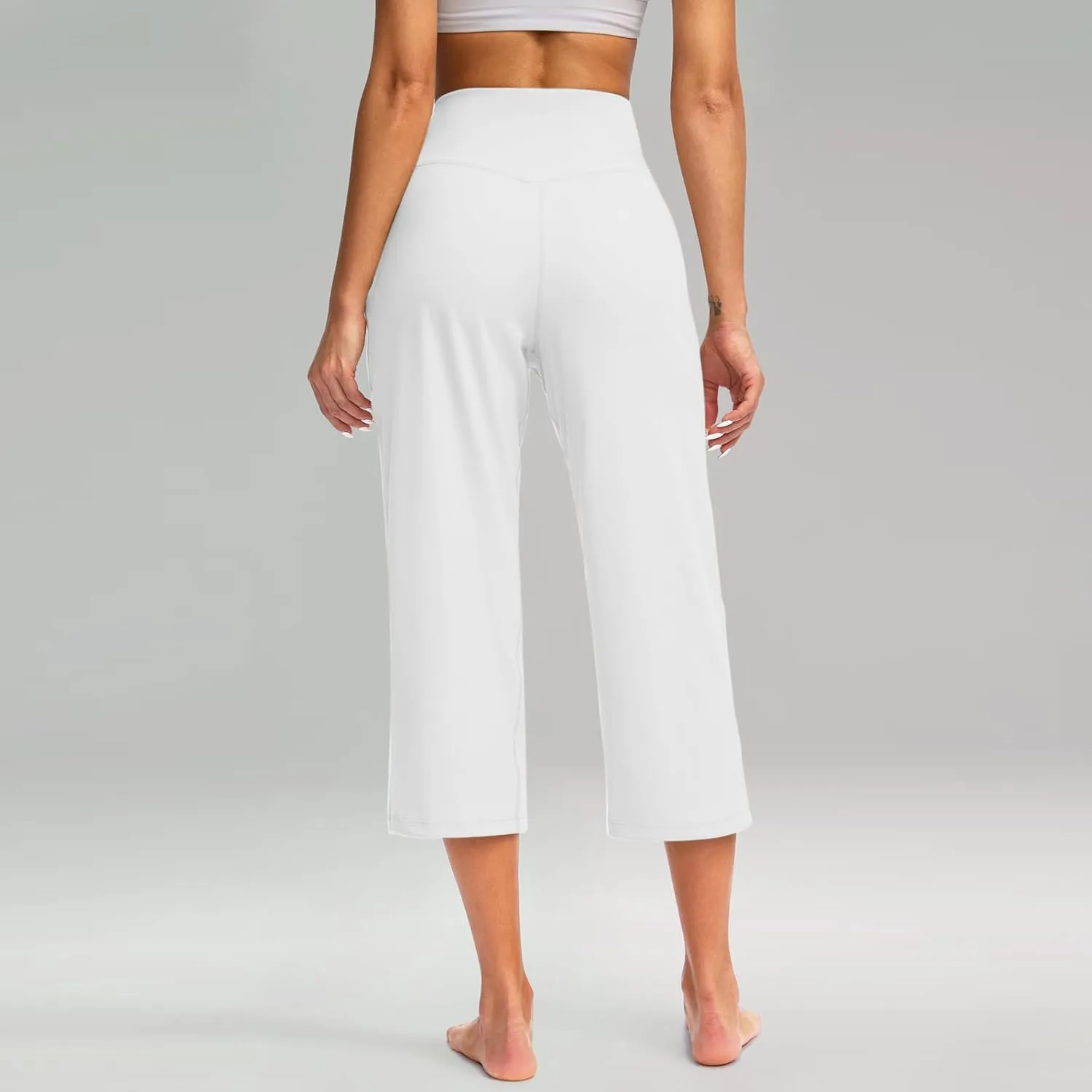 Capri Pants for Women Summer Wide Leg Capri Pants with Pockets Tummy Control Yoga Capris Plus Size Cropped Pant