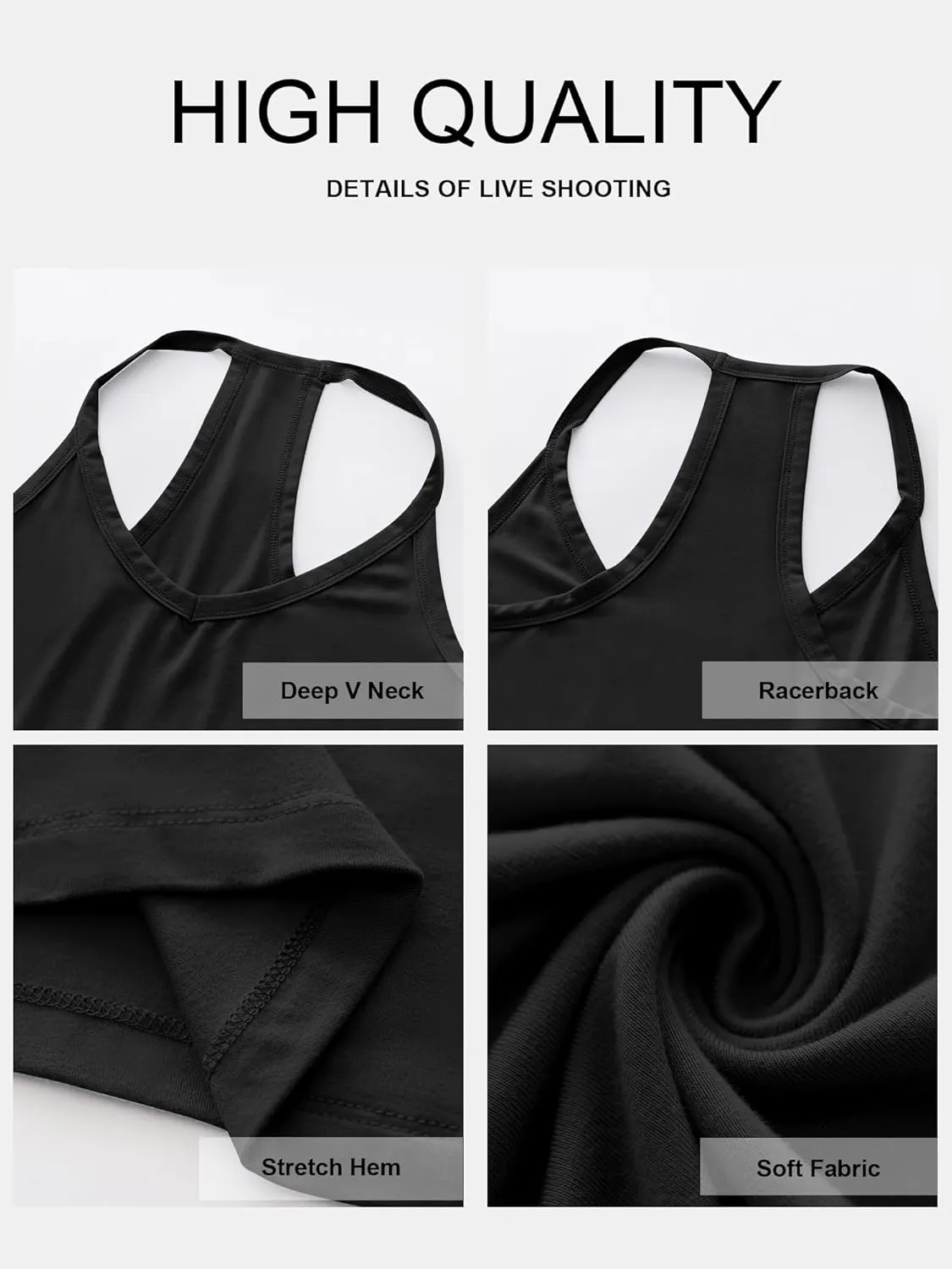 Caracilia Women Racerback Tank Tops 2025 Summer Sleeveless V Neck Camisole Slim Fit Basic Camis Workout Clothes