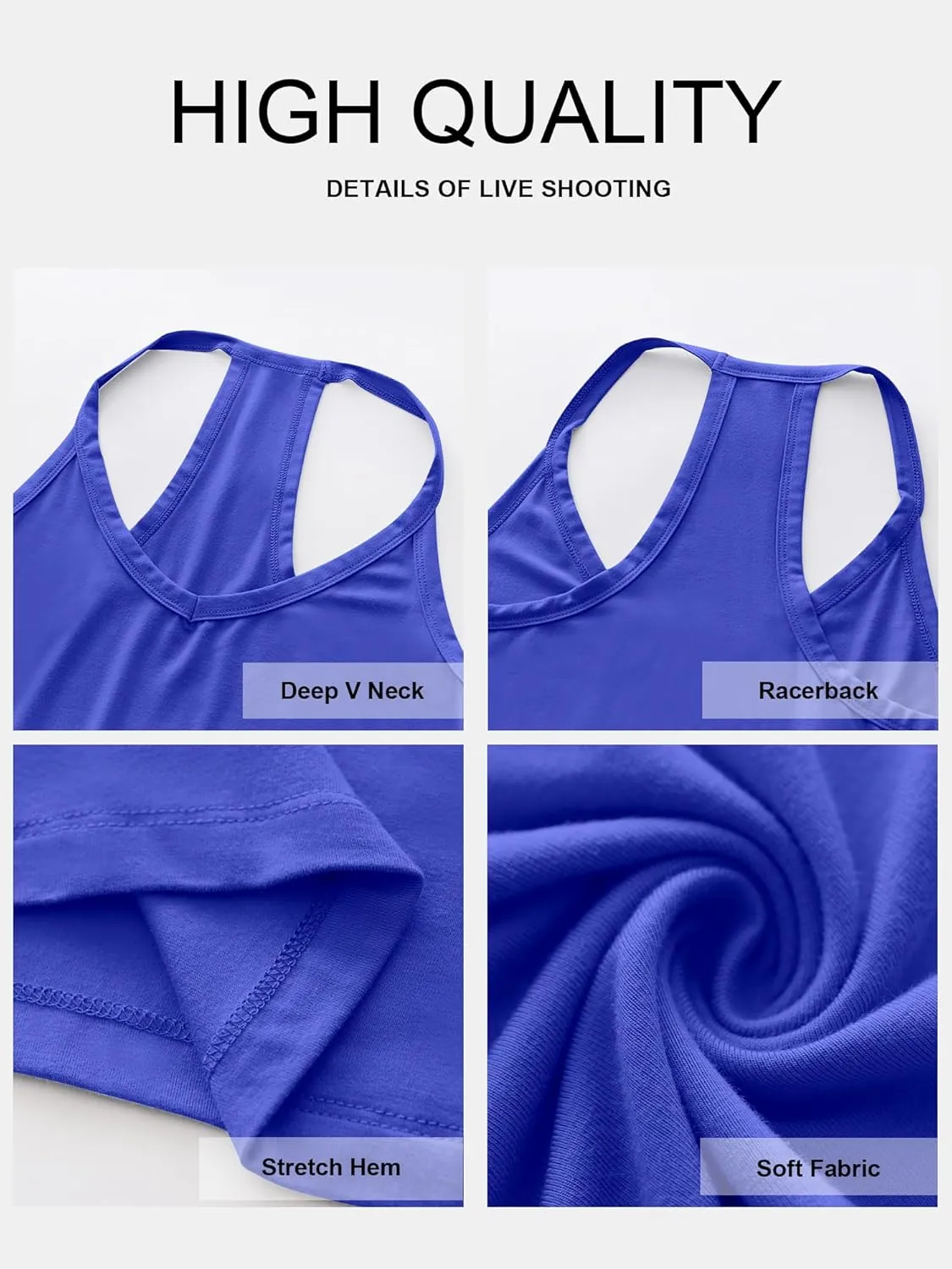 Caracilia Women Racerback Tank Tops 2025 Summer Sleeveless V Neck Camisole Slim Fit Basic Camis Workout Clothes