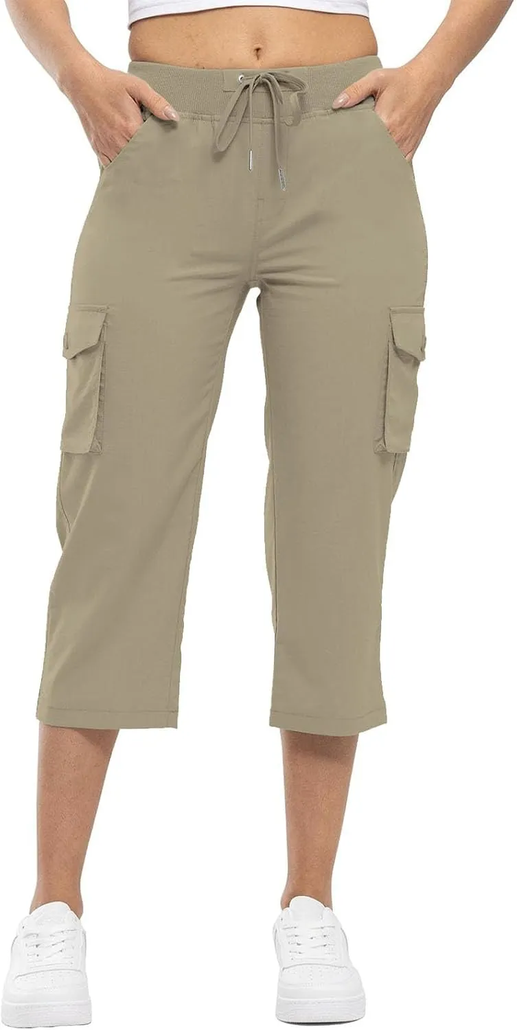 Cargo Capris for Women with Pockets Cropped Jogger Cargo Pants Plus Size Lightweight Capri Cargos Trousers