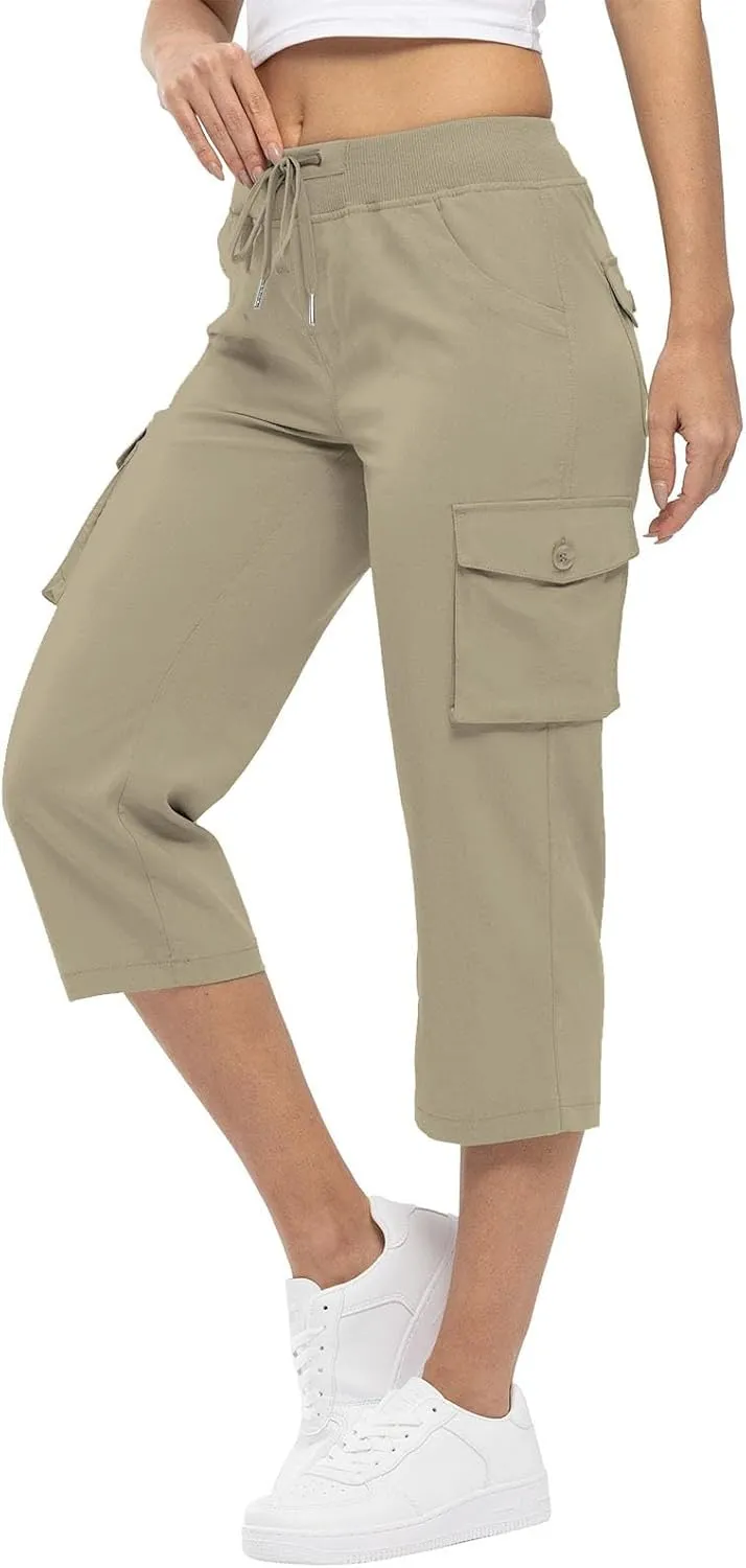 Cargo Capris for Women with Pockets Cropped Jogger Cargo Pants Plus Size Lightweight Capri Cargos Trousers