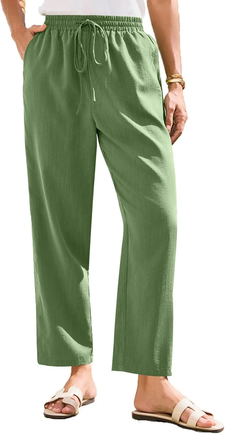 Cargo Pants for Men, Straight Leg Casual Pants Linen Peasant Summer 2025