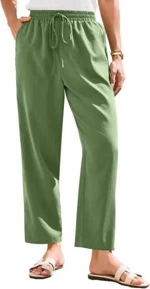 Cargo Pants for Men, Straight Leg Casual Pants Linen Peasant Summer 2025