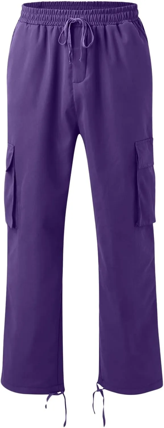Cargo Sweatpants for Men Tapered Stretch Twill Drawstring Athletic Joggers Sweatpants with 6 Pockets Men's Sweatpants
