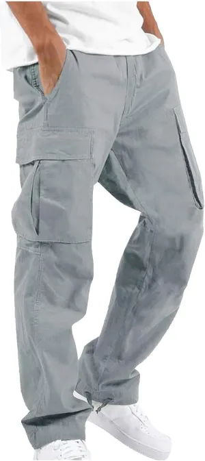 Cargo Sweatpants for Men Tapered Stretch Twill Drawstring Athletic Joggers Sweatpants with 6 Pockets Men's Sweatpants
