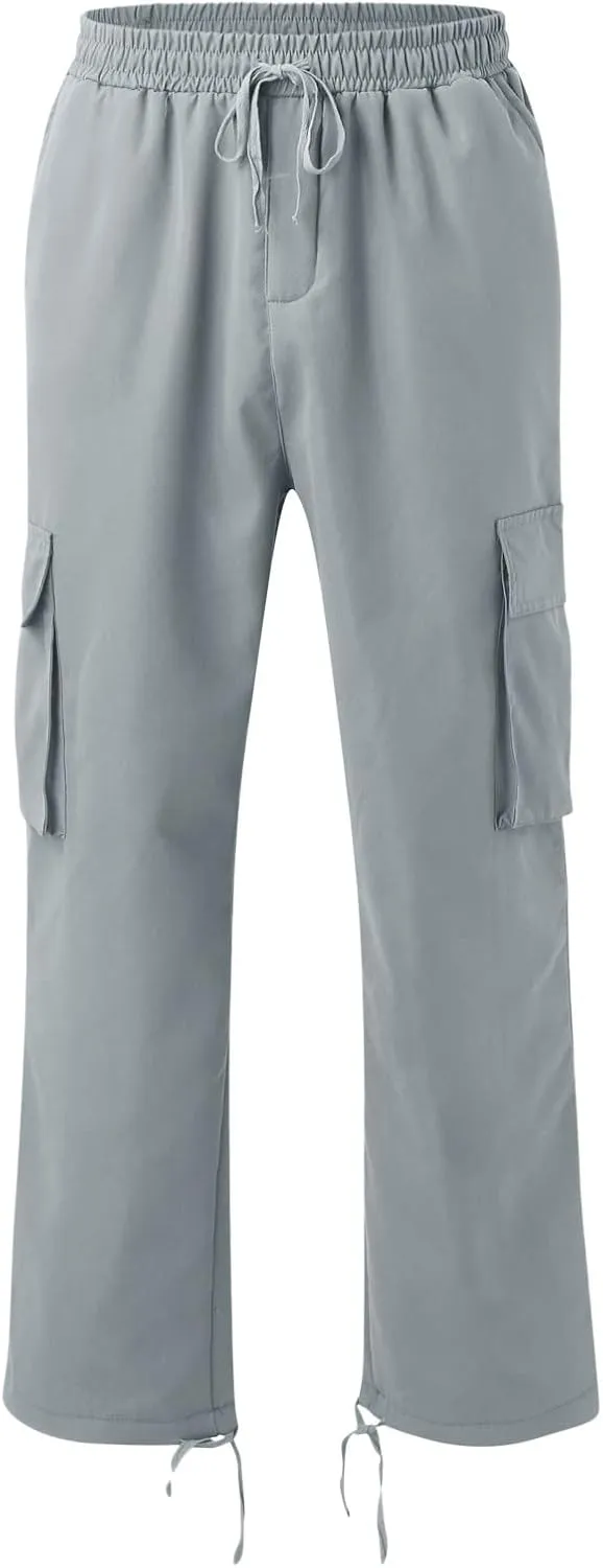 Cargo Sweatpants for Men Tapered Stretch Twill Drawstring Athletic Joggers Sweatpants with 6 Pockets Men's Sweatpants