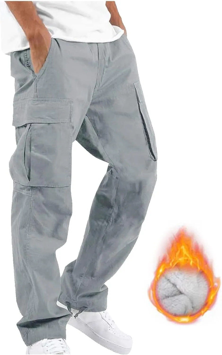 Cargo Sweatpants for Men Tapered Stretch Twill Drawstring Athletic Joggers Sweatpants with 6 Pockets Men's Sweatpants