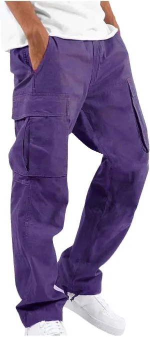 Cargo Sweatpants for Men Tapered Stretch Twill Drawstring Athletic Joggers Sweatpants with 6 Pockets Men's Sweatpants