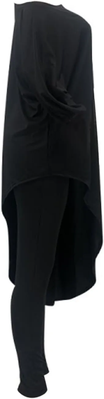 Chatinction Womens Casual 2 Piece Outfit Loose Off Shoulder Irregular Hem Tunic Top Bodycon Pants Tracksuits Set