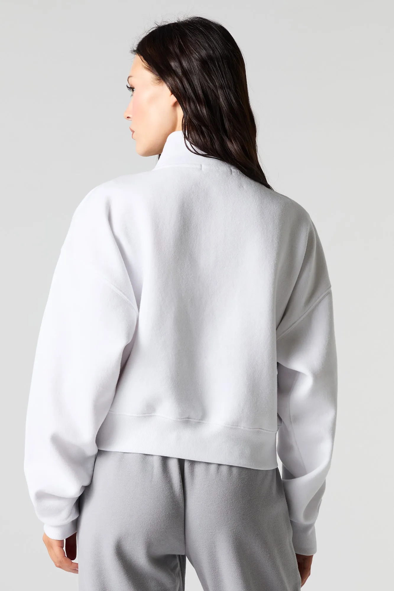 City Twill Embroidered Quarter Zip Fleece Sweatshirt