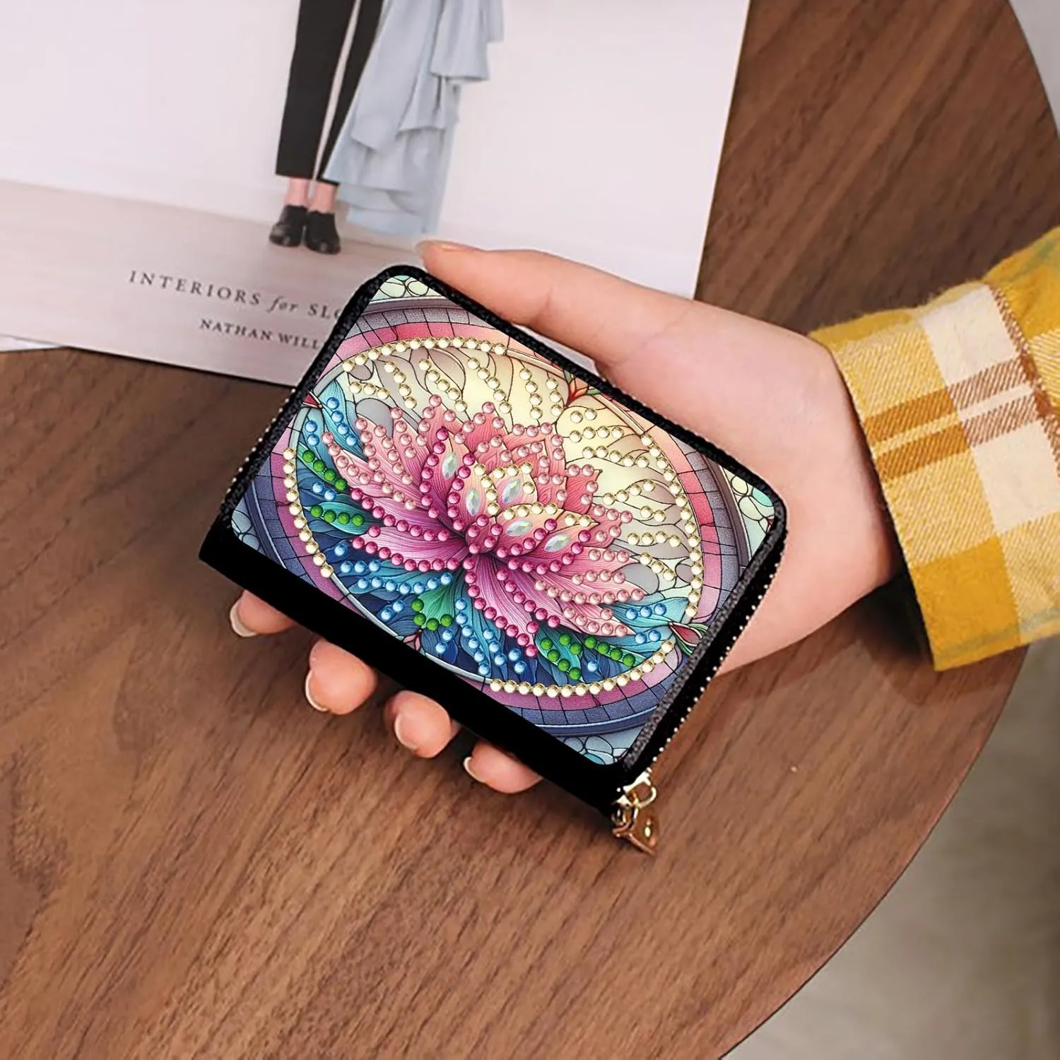 Credit Card Coin Holder, DIY Diamond Art Painting Leather Zipper Card Case Wallet for Women-2PCS-2