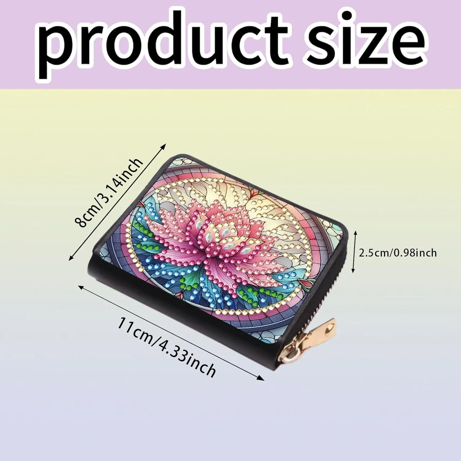 Credit Card Coin Holder, DIY Diamond Art Painting Leather Zipper Card Case Wallet for Women-2PCS-2