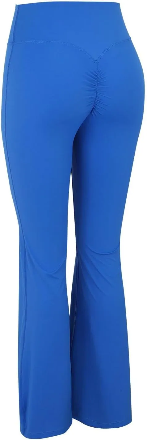 CRNTCEM Slim Fit Yoga Flared Pants for Women High Waist Pull On Wide Leg Bottom Leggings Tummy Control Work Bootcut Trousers
