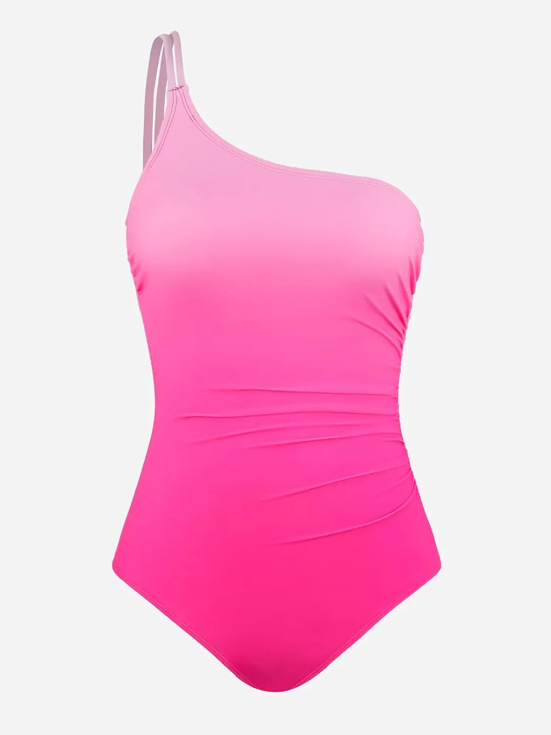 CUPSHE Women's One Piece Swimsuit Asymmetric Neck One Shoulder Ruched Bathing Suit Adjustable Strap Swimwear