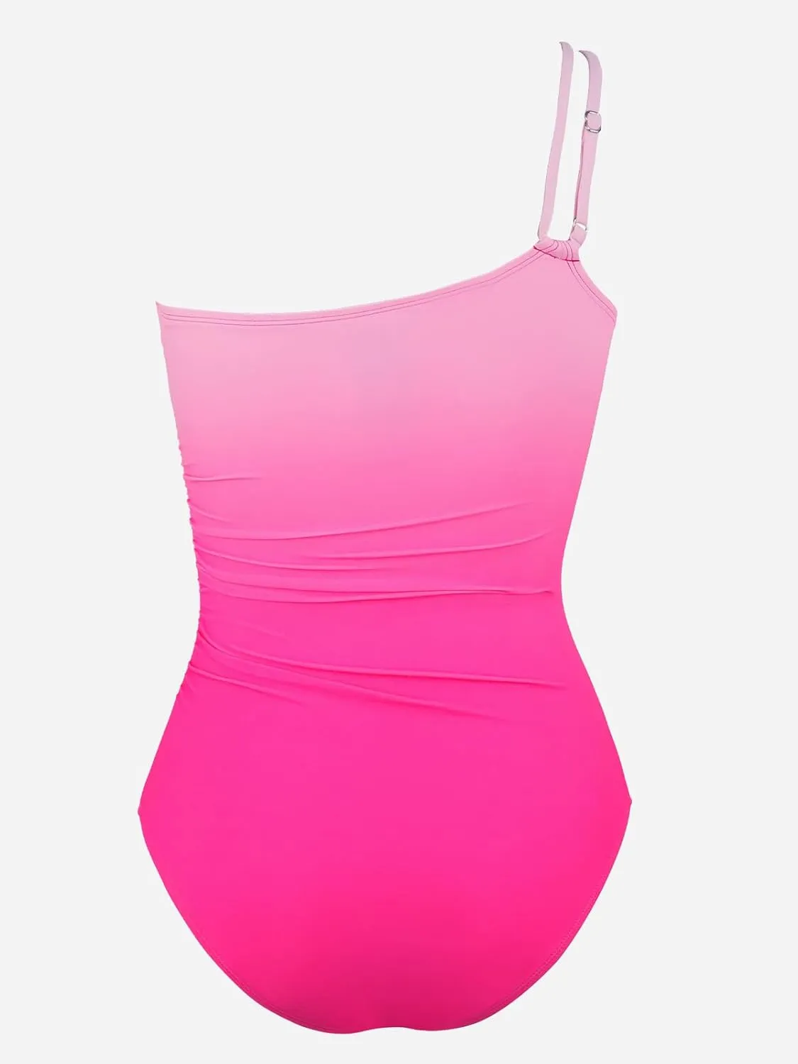CUPSHE Women's One Piece Swimsuit Asymmetric Neck One Shoulder Ruched Bathing Suit Adjustable Strap Swimwear