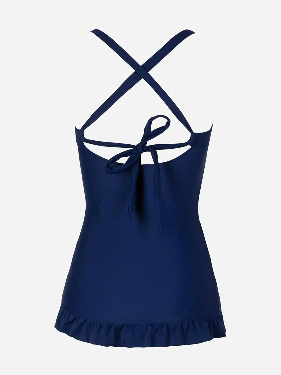 CUPSHE Women's Tankini Sets Two Piece Swimsuits Tummy Control Ruffle Swim Dress Crisscross Back Tie Mid Rise