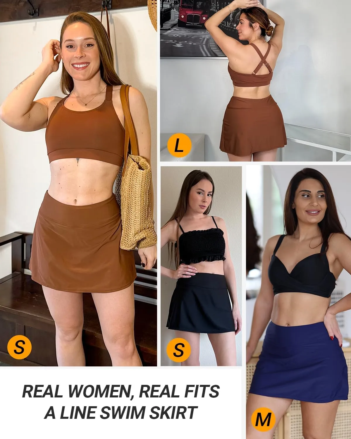 Daci High Waisted Swim Skirt - 2025 A-line Bathing Suit Skirt with Boxer Liner Tummy Control Skort Swimsuit Bottoms for Women