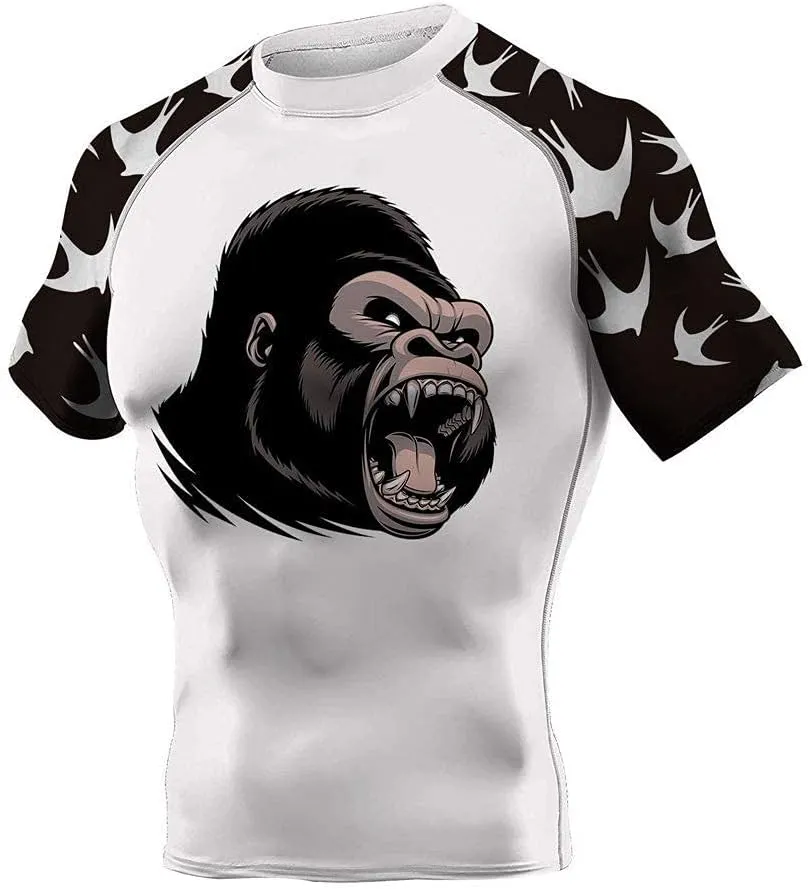 DEHAHA Men's Bat Gorilla Series Wrestling Training Rash Guard Shorts Spat No Gi Set