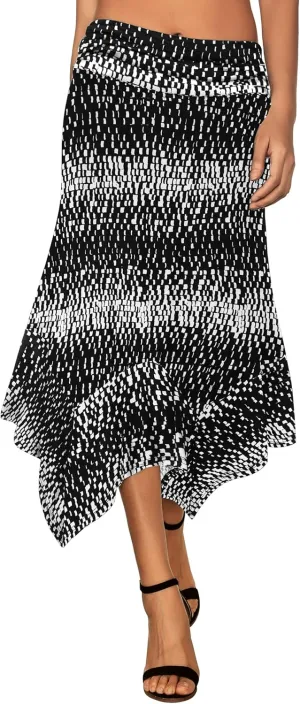 DJT Women's Flowy Handkerchief Hemline Midi Skirt