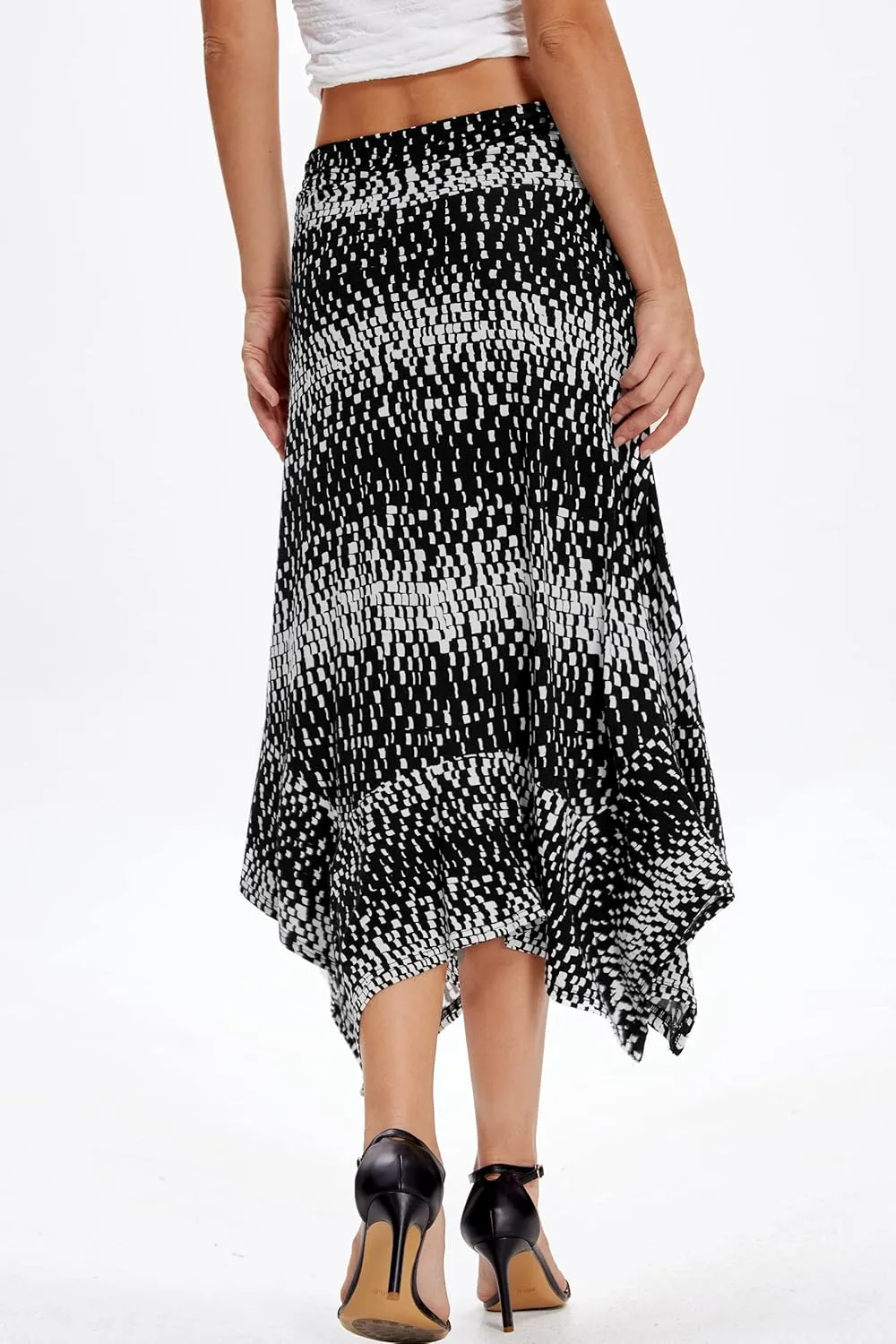 DJT Women's Flowy Handkerchief Hemline Midi Skirt